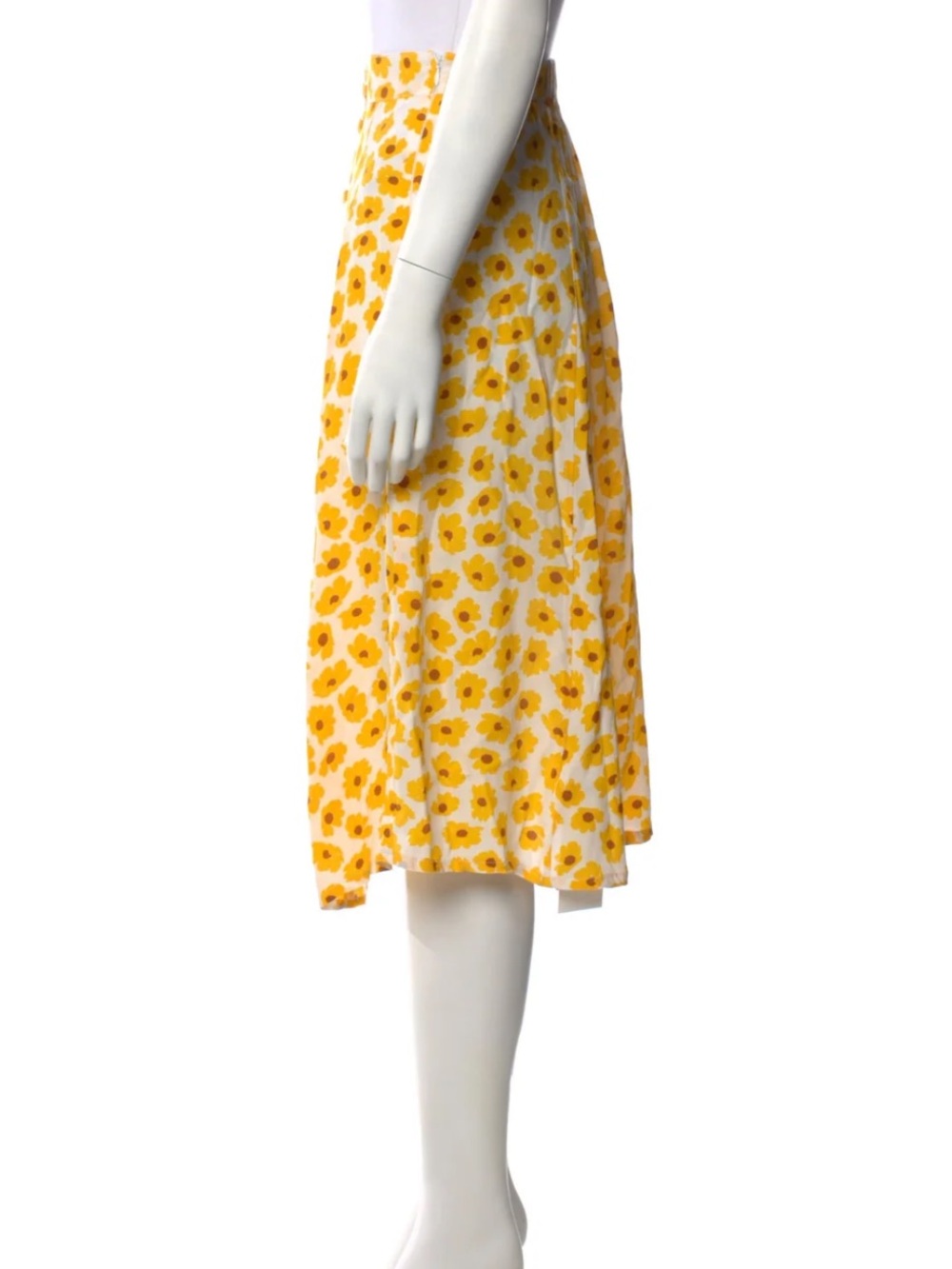 Faithfull The Brand Yellow Floral Print Midi Length Skirt S - Picture 3 of 3
